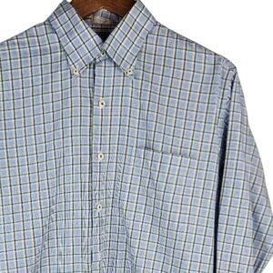 Peter Millar Mens Button Down Shirt Light Blue Plaid Long Sleeve Casual Size M